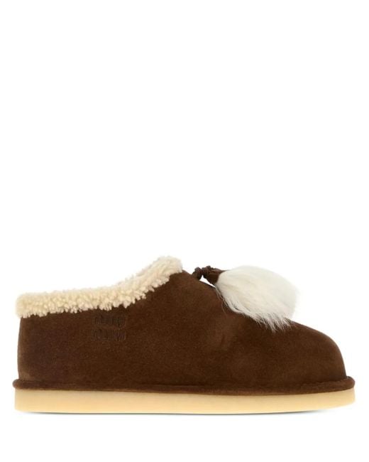 Miu Miu Brown Loafer mit Shearling-Besatz
