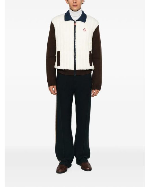 Casablanca White Logo-Patch Zip-Up Jacket for men
