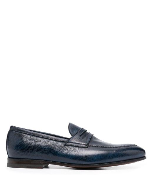 Bontoni Penny-slot Calf-leather Loafers in Blue for Men | Lyst