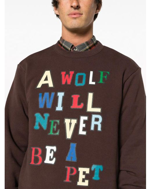 Undercover Gray Slogan-Print Cotton Sweatshirt for men