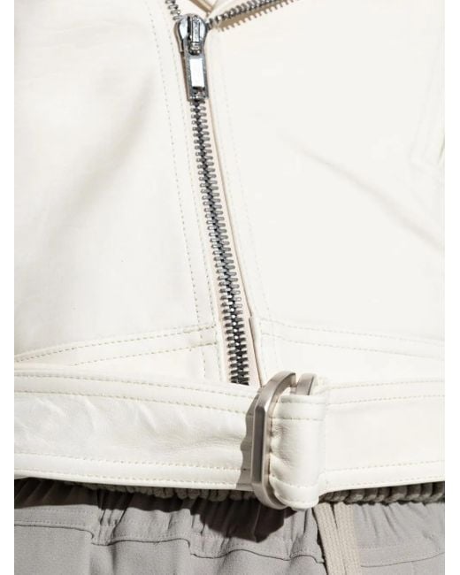 Rick Owens Belted Asymmetrical Zip Jacket White