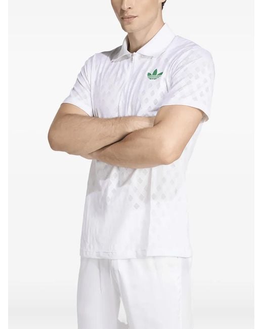 Adidas White Zip-Detail Polo Shirt for men