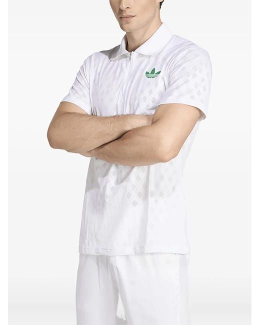 Adidas White Zip-Detail Polo Shirt for men