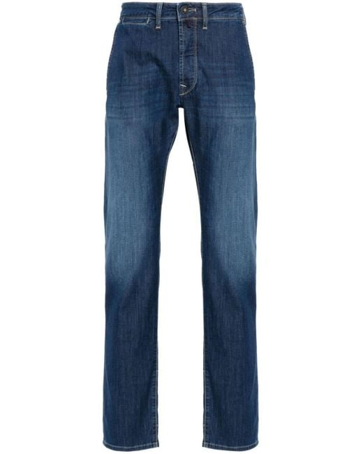 Incotex Blue Contrast Stitching Slim-fit Jeans for men