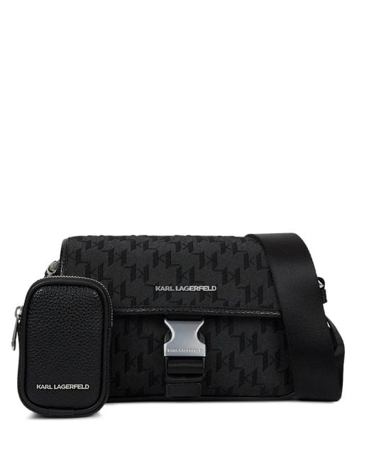 Karl Lagerfeld Black K/Monogram Messenger Bag for men