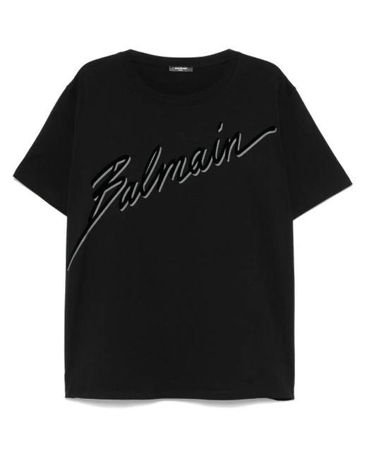 メンズ Balmain ロゴ Tシャツ Black