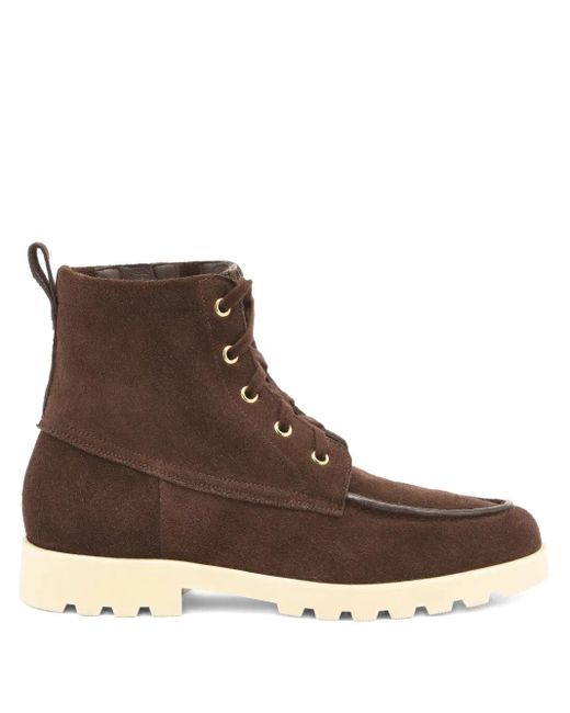 Santoni Brown Lace-Up Suede Boots
