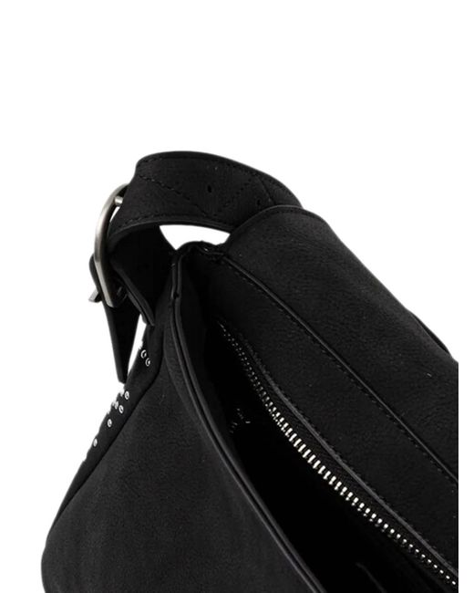 Desigual Black Studded Buckle Satchel