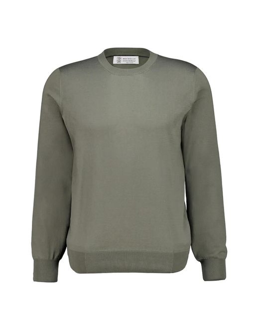 Brunello Cucinelli メンズ グリーン クルーネック セーターの通販はau