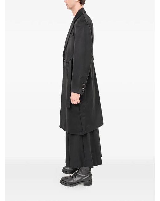 Setchu Black Belted Coat for men