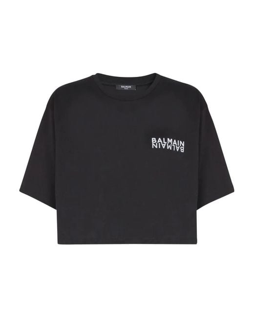 Balmain Black Print-Detail T-Shirt