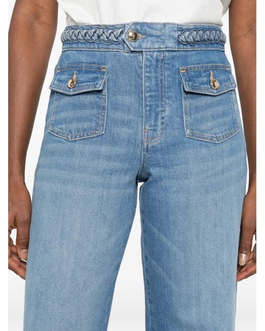 Maje Blue Braided Flared Jeans