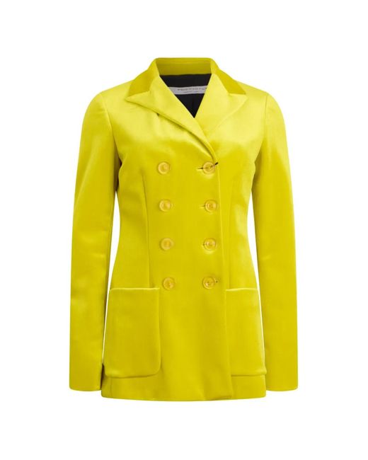 Philosophy Di Lorenzo Serafini Yellow Double-Breasted Velvet Blazer