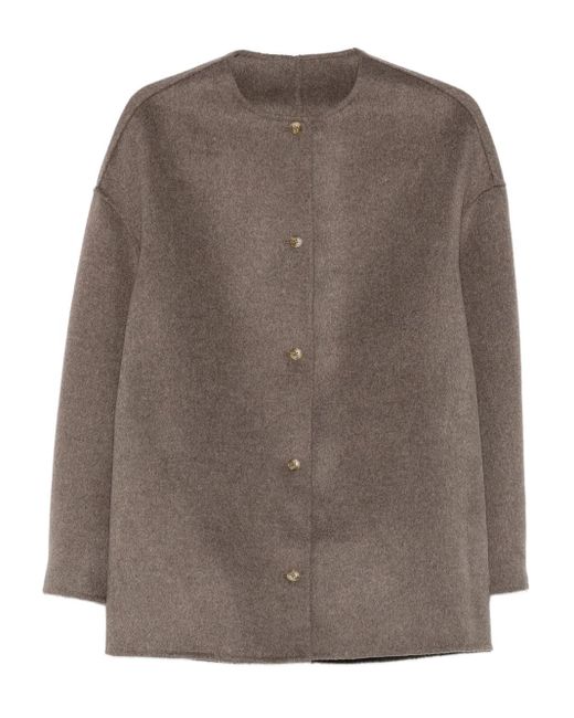 Loulou de Saison Brown Dunne Button-Fastening Wool Jacket