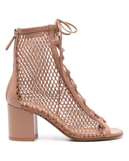 Gianvito Rossi Pink Open-knit Lace-up Sandals