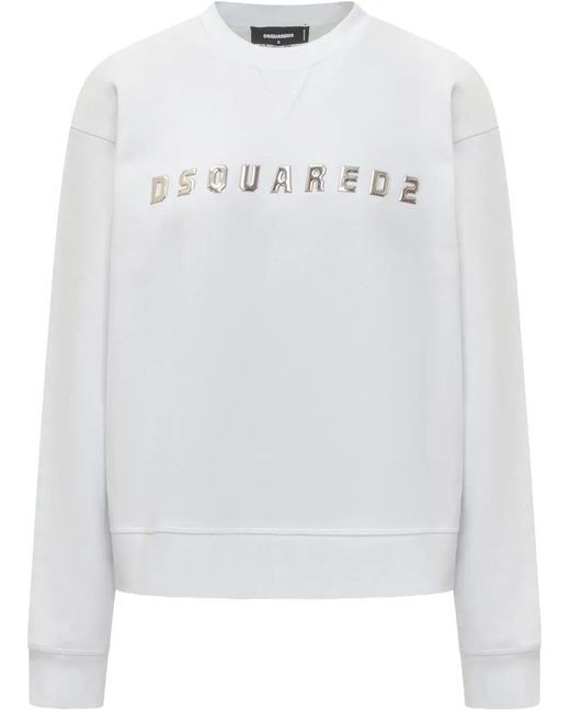 DSquared² White Logo-Appliqué Sweatshirt