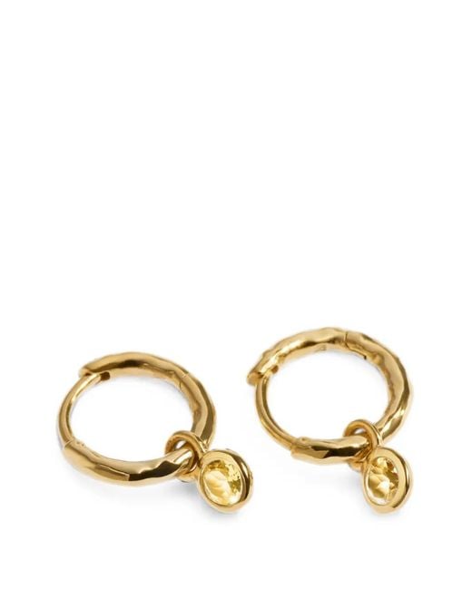 Monica Vinader Metallic Citrine-Pendant Hoop Earrings