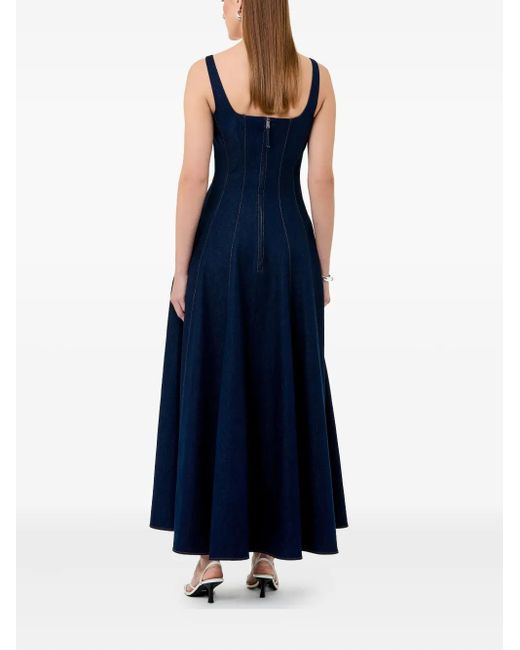 Nicholas Blue Square-Neck Denim Maxi Dress