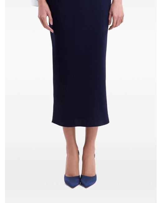Gemy Maalouf Blue Draped-Detail Midi Skirt