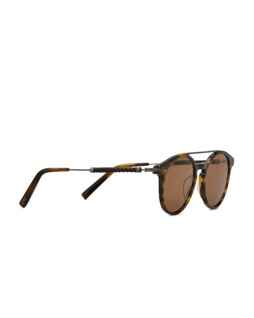 Tod's Brown Braided Round-Frame Sunglasses for men