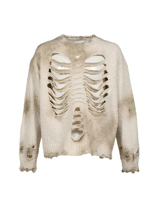Doublet White Distressed-Effect Sweater for men
