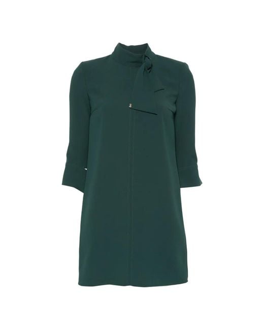 Elisabetta Franchi Green Bow-Detail High-Neck Mini Dress