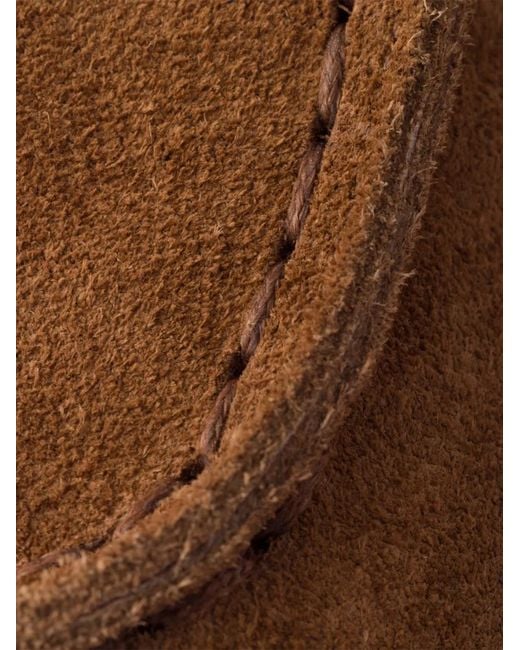 Prada Brown Mules En Peau Lainée À Plaque Logo