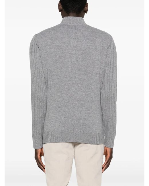 Corneliani Gray Half-Zip Sweater for men