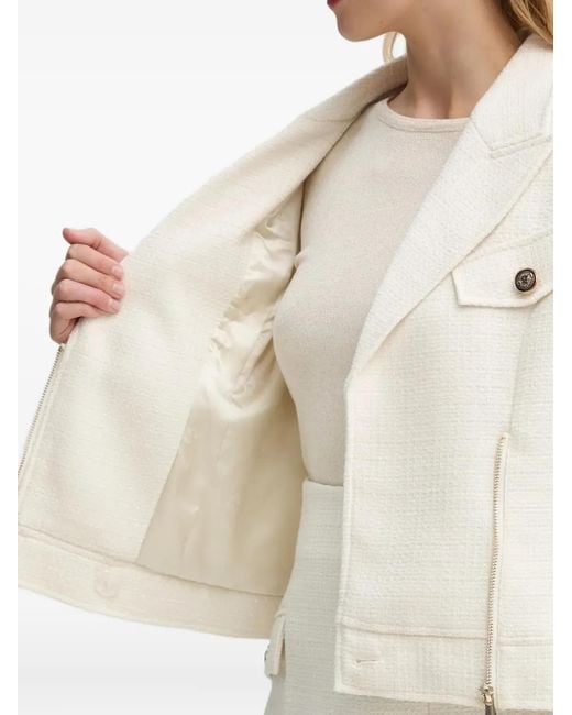 Bruuns Bazaar White Tweed Zip-Front Jacket