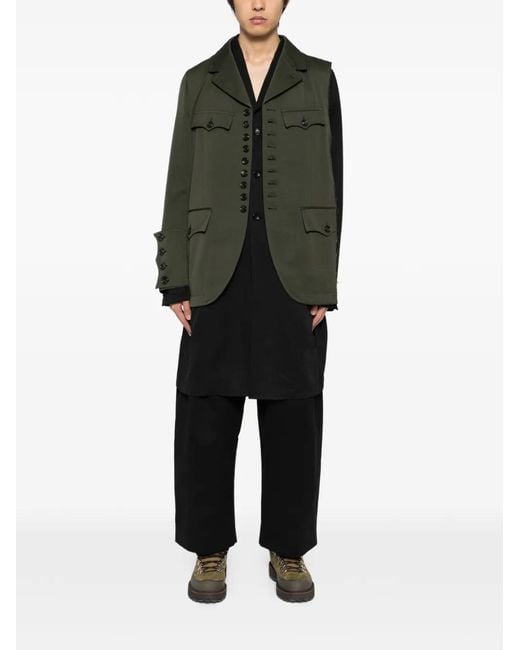 Comme des Garçons Green Button-Up Layered Coat for men