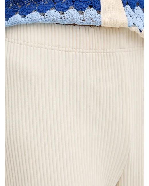 Joseph Ribkoff Natural Ribbed Wide-Leg Trousers