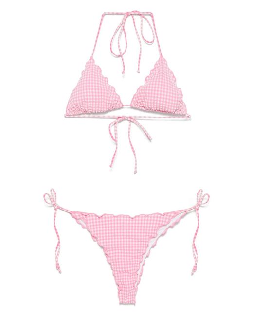 Mc2 Saint Barth Pink Vichy-Print Bikini Set
