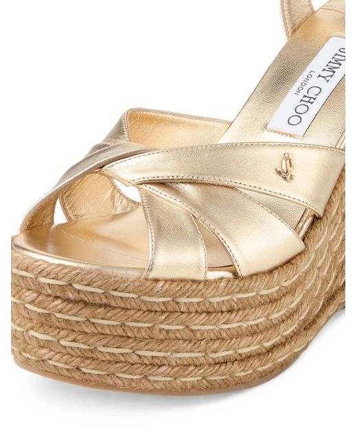 Jimmy Choo Natural Korra 100-Metallic Nappa Leather Wedges