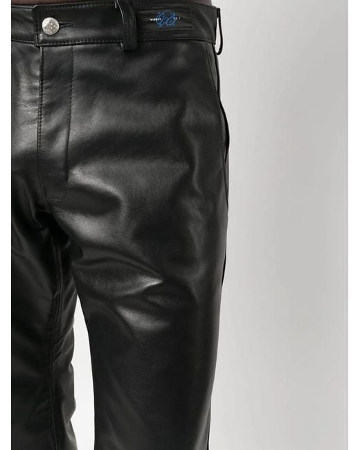 M I S B H V Black X Ufo361 Slight-Flare Leather Trousers for men