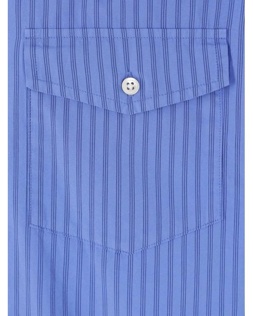 J.Press Blue Striped Pocket Shirt for men