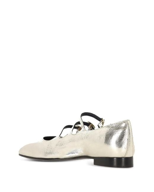 CAREL PARIS White Buckle-Embellished Patent Leather Sandals