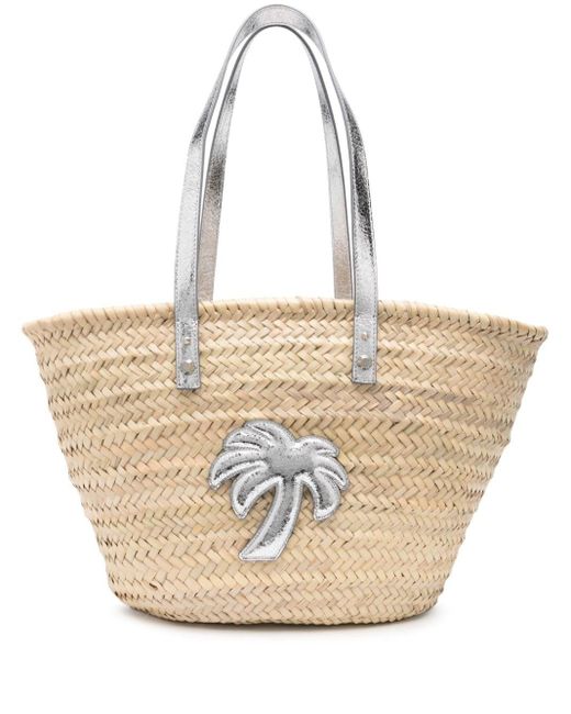 Palm Angels Natural Logo-appliqué Straw Beach Bag