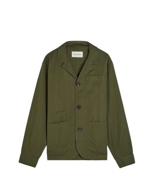 Oliver Spencer Green Bradwell Patch-Pockets Button-Down Cotton Shirt Jacket for men