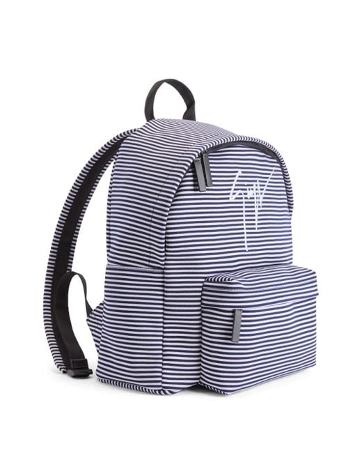 Giuseppe Zanotti Blue Logo-Embroidered Striped Backpack for men