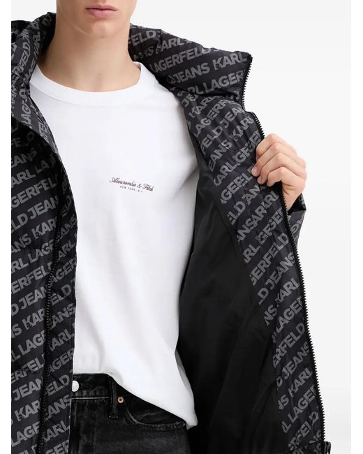 Karl Lagerfeld Gray Logo-Padded Jacket for men
