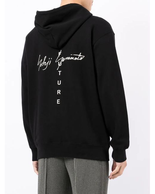 Yohji Yamamoto Black 'No Future' Logo-Print Hoodie for men
