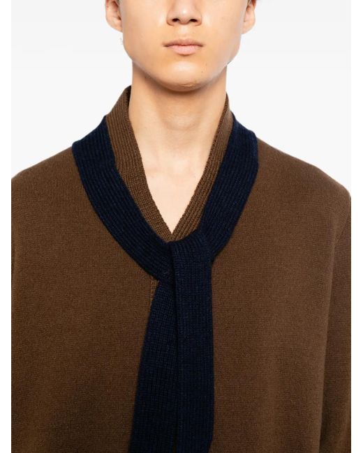 Sacai Brown Wool Knit Cardigan for men