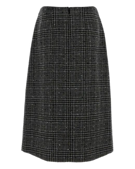 Fendi Black Check-Pattern Midi Skirt