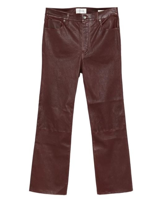 FRAME Red Reboot Crop Leather Trousers