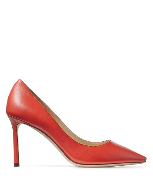 Jimmy Choo Red Romy 85mm Leather Pumps