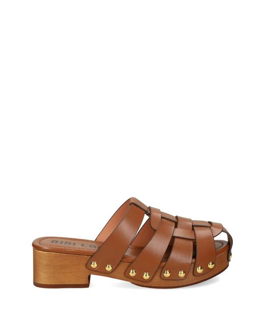 Bibi Lou Brown Zue Studded Clogs