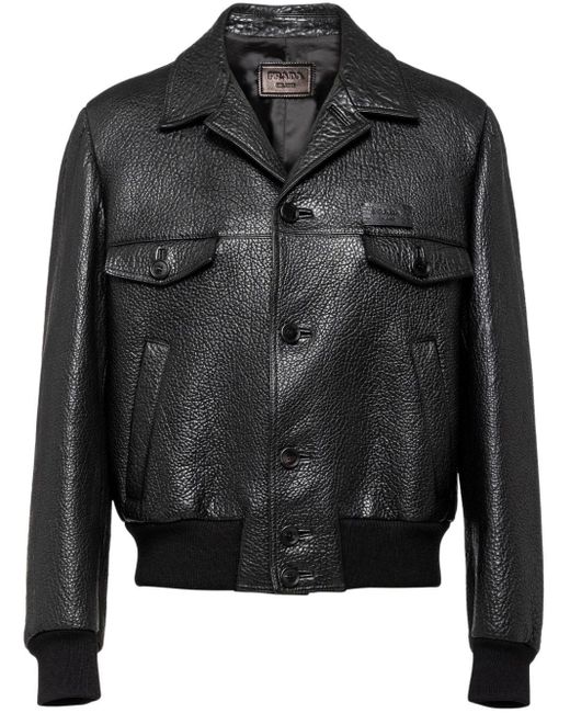 Prada Jacke aus strukturiertem Leder in Black für Herren