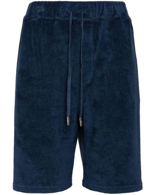 Fedeli Blue Terry Cloth-effect Track Shorts for men