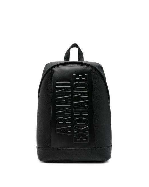ARMANI EXCHANGE Black Logo-Embossed Backpack for men