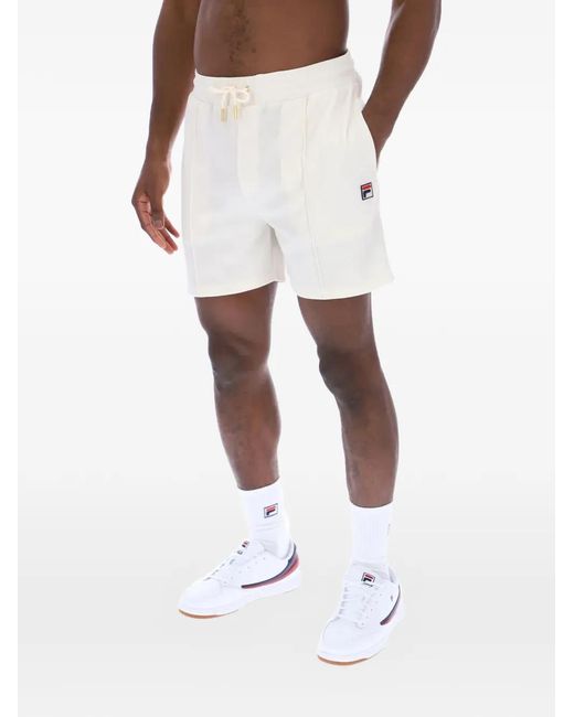 Fila White Eusebio Logo-Patch Drawstring Track Shorts for men